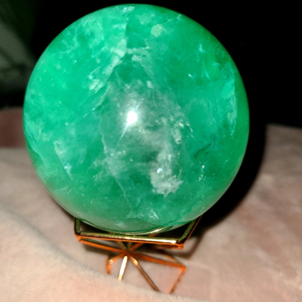 Green Fluorite Sphere and Stand